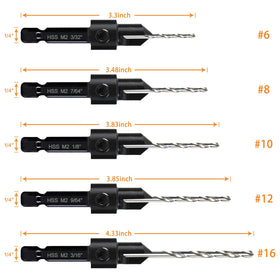 DECKRKAT five-size range helps you match screw holes precisely in different woods.