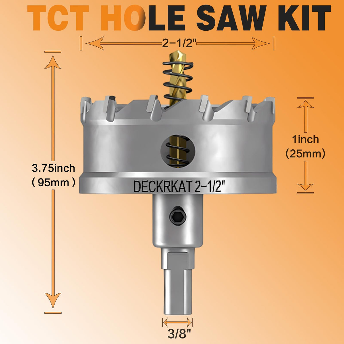 DECKRKAT spring-loaded pilot drill for easy debris removal.