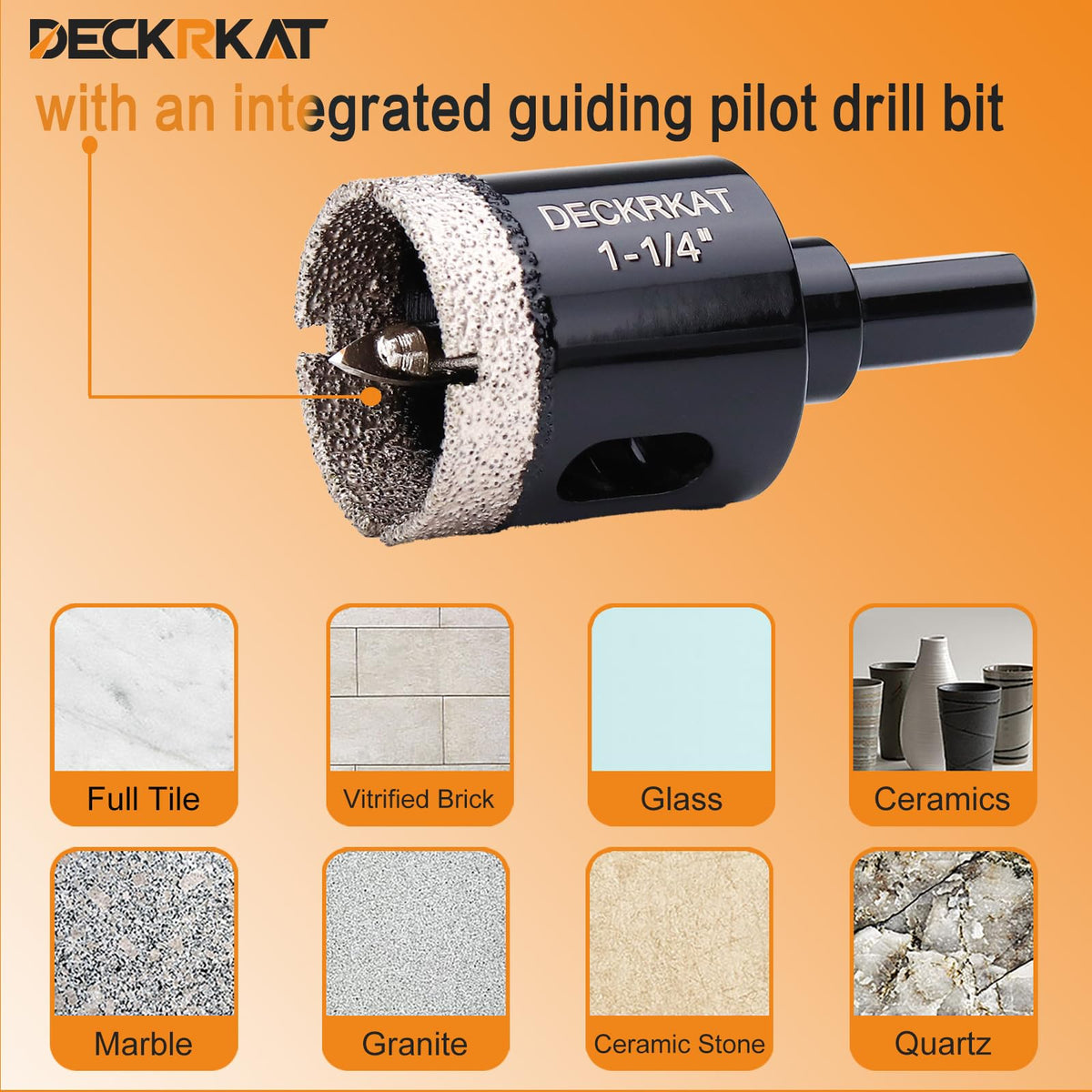 DECKRKAT triangle shank 3-8 inch diamond hole saw for improved chuck grip