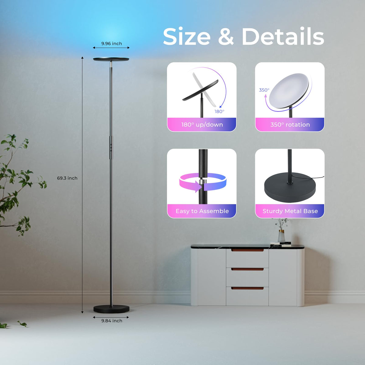 DeckTok floor lamp offers 32 scene modes and 10 DIY scenes.