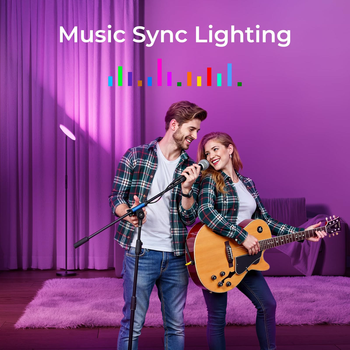 DeckTok floor lamp color spectrum with 16 million hues for mood lighting.