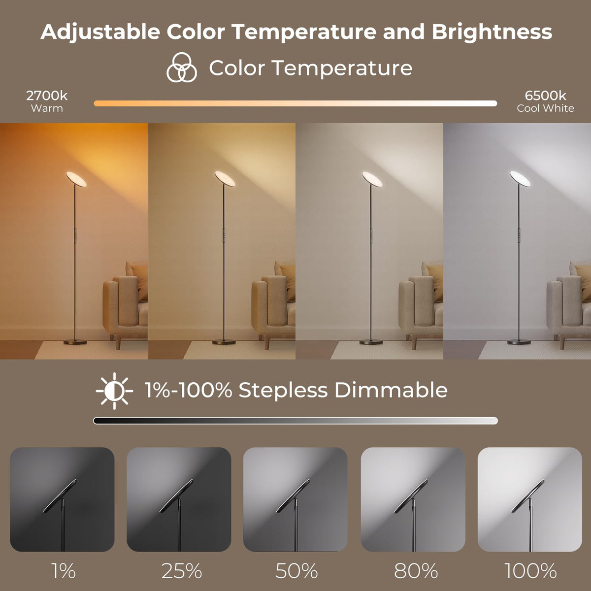 DeckTok floor lamp sturdy base prevents tipping for safe use.