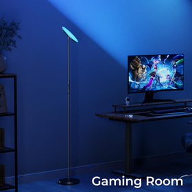 DeckTok floor lamp voice control with Alexa and Google Assistant.