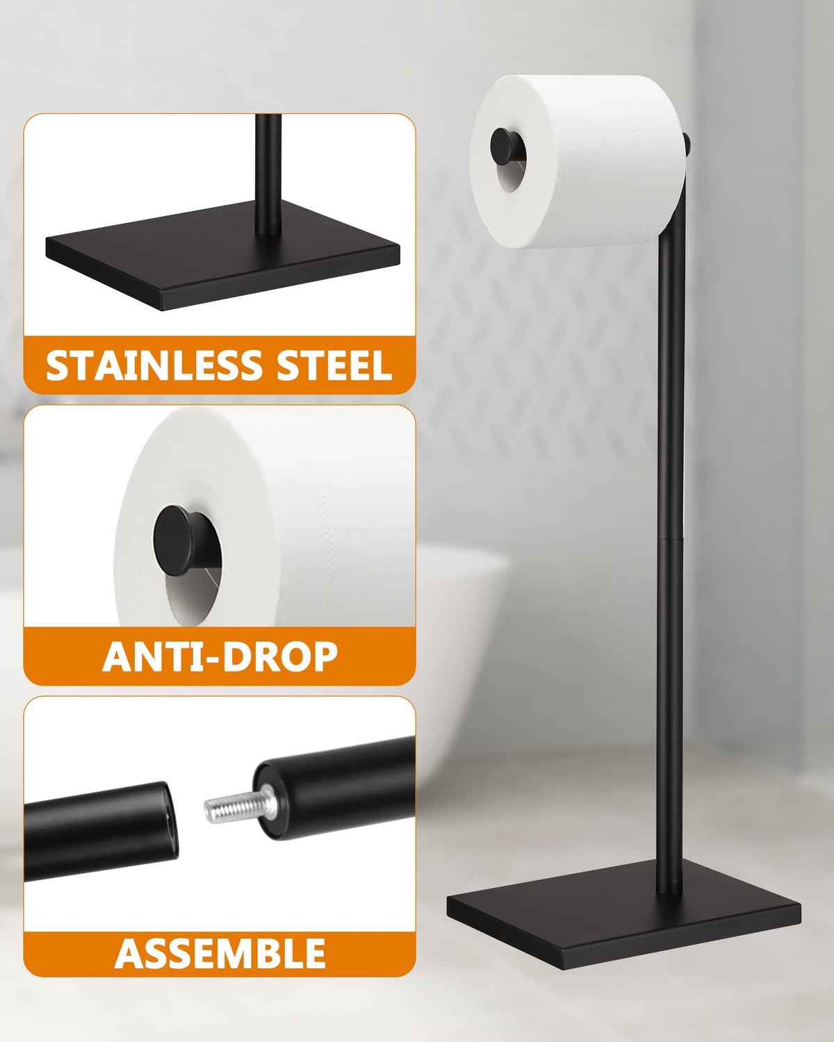 DECLUTTR adjustable roll-dispense arm keeps rolls neatly reachable.
