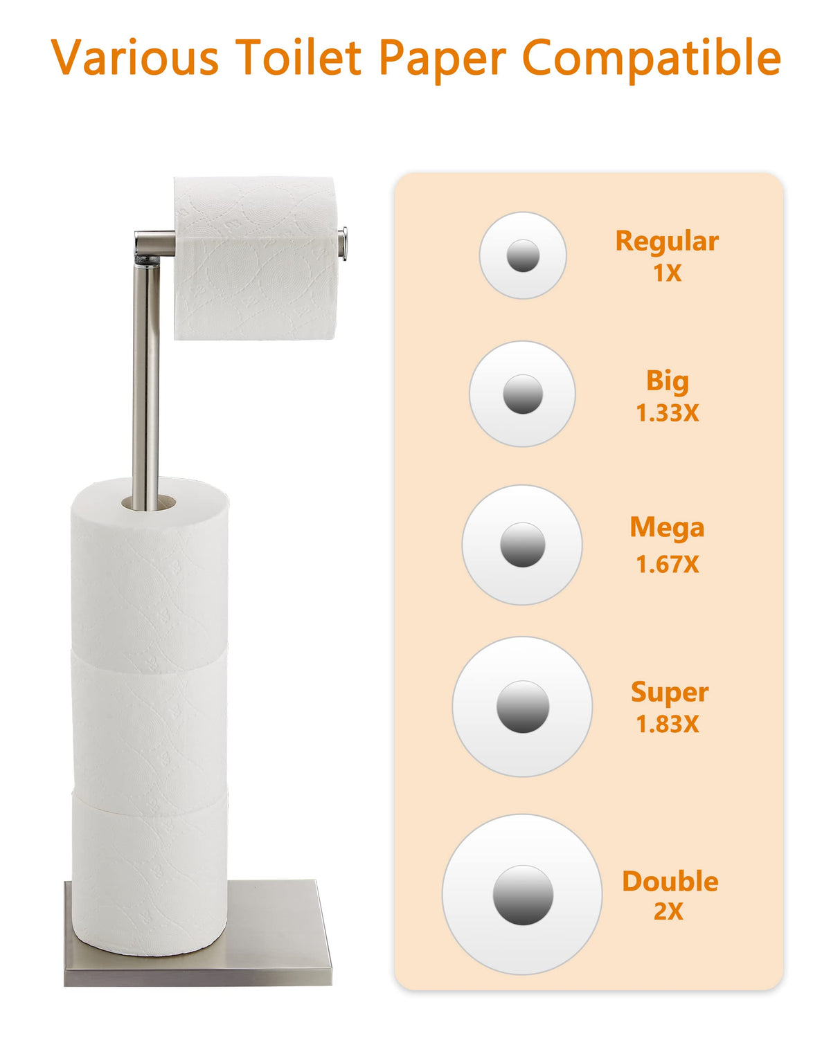 DECLUTTR toilet paper holder stand base-weight demonstrates stability with a weighted base for steadier placement.
