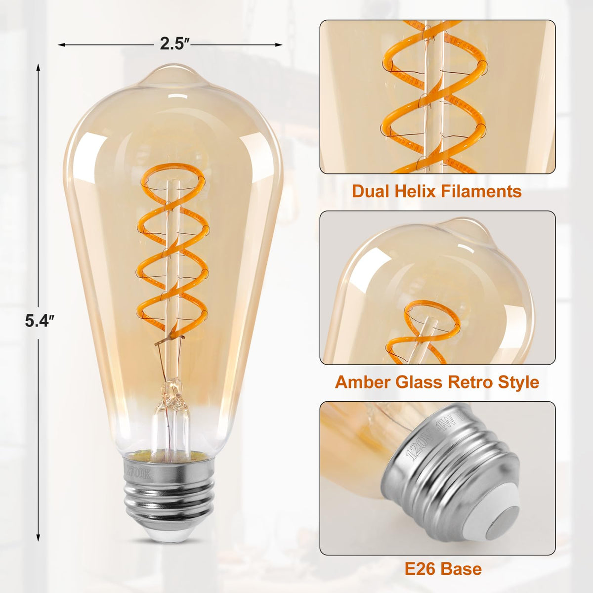 Decoaui ST64 LED Edison bulb dimmable for mood setting.