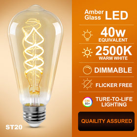 Decoaui ST64 LED Edison bulb showcasing spiral filaments for authentic vintage style.