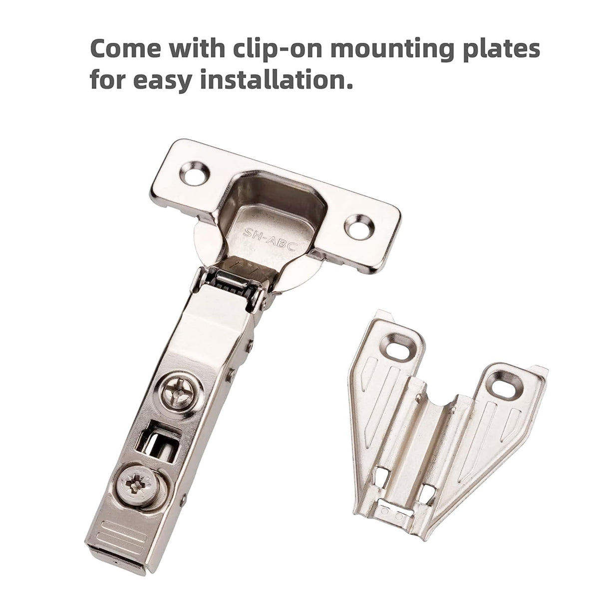 DecoBasics 105-degree opening angle provides broad cabinet access.