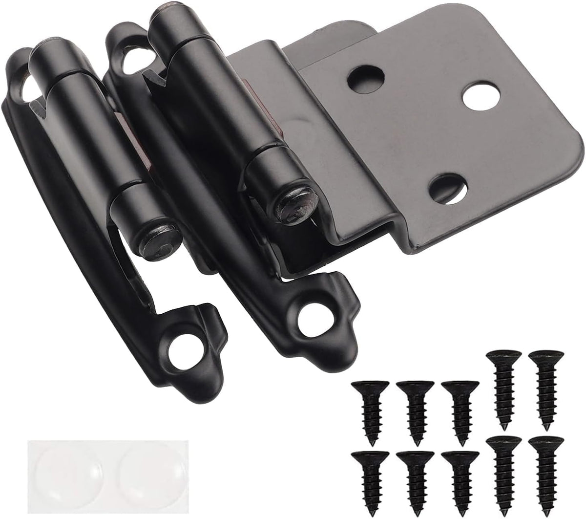 DecoBasics matte black inset hinges packaging for quick kitchen upgrade