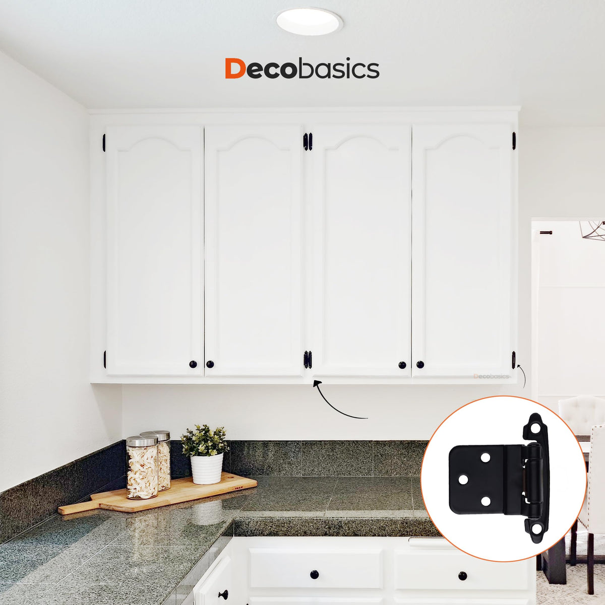 DecoBasics flat black hardware complements contemporary cabinetry