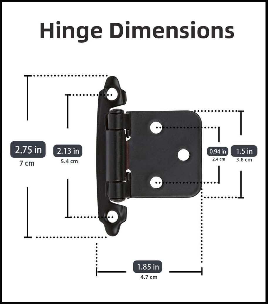 DecoBasics flush-mount hinges create a clean, concealed look inside the cabinet.