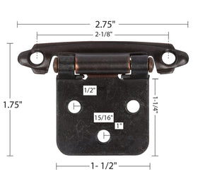 Decobasics bronze hinge with silicone bumpers reduces door rattle.