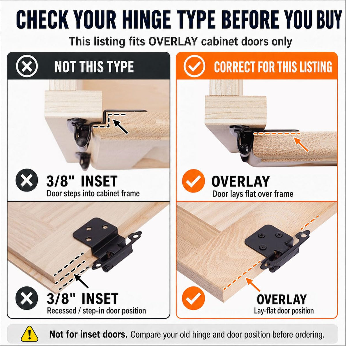 DecoBasics overlay 1/2 inch hinge installation scene for easy kitchen upgrade