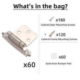 DecoBasics overlay 1/2-inch hinges support flush-mount cabinet doors with reliable alignment.