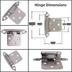 DecoBasics overlay hinges 1/2 inch enable easy flush-mount installation.