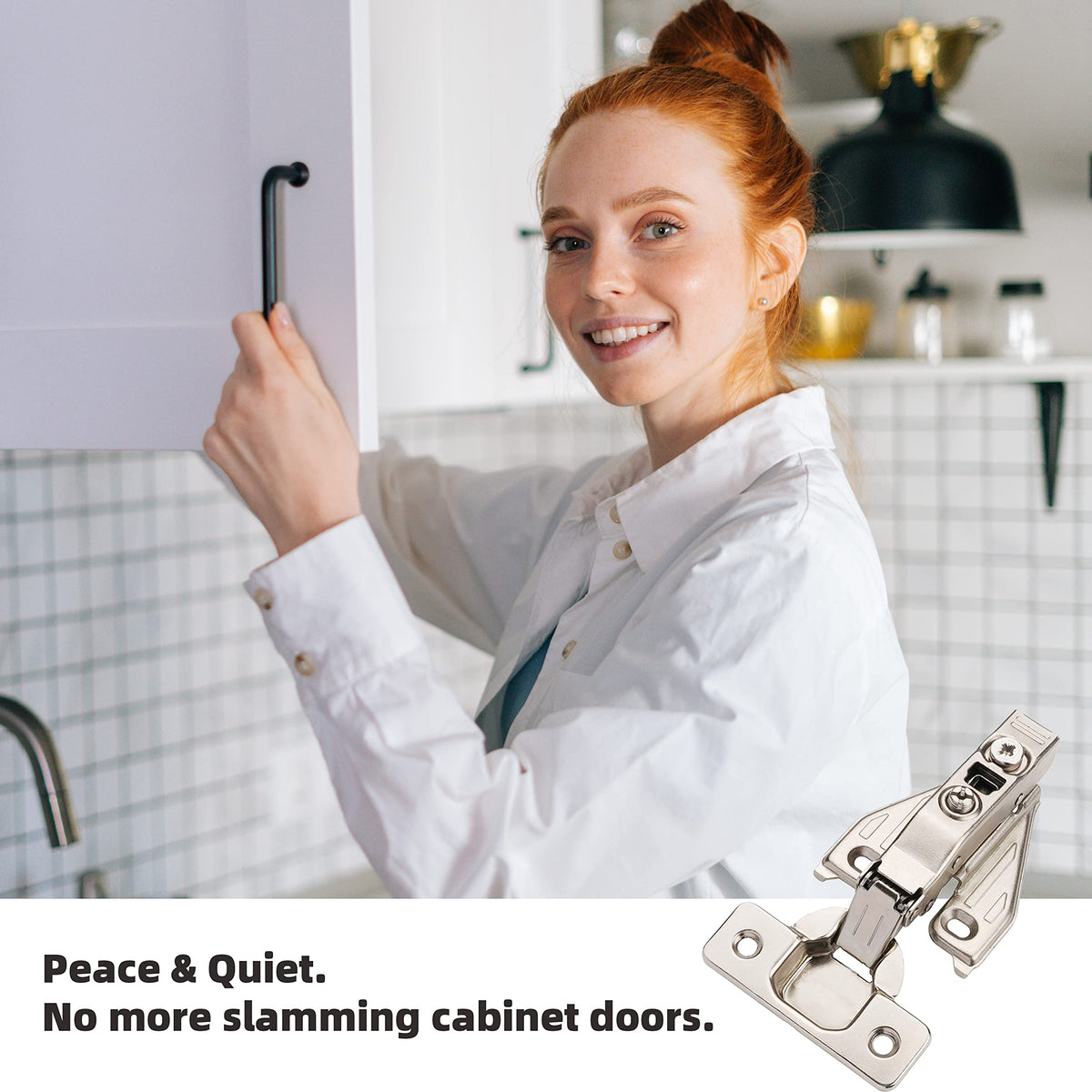 DecoBasics hinges reduce door slams for a calmer kitchen environment.