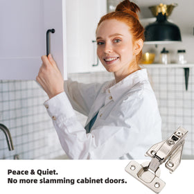 DecoBasics hinges reduce door slams for a calmer kitchen environment.