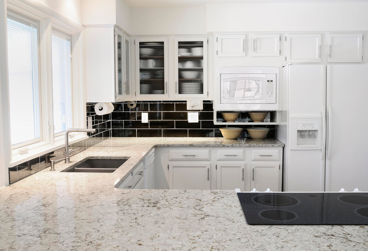 DecoBasics satin nickel cabinet hinges highlight modern kitchen finish