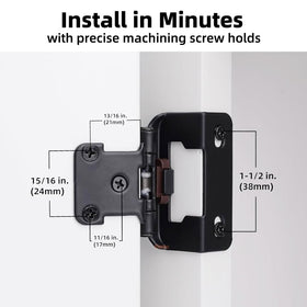 DecoBasics self-closing hinge with bumpers enhances quiet cabinet closure.