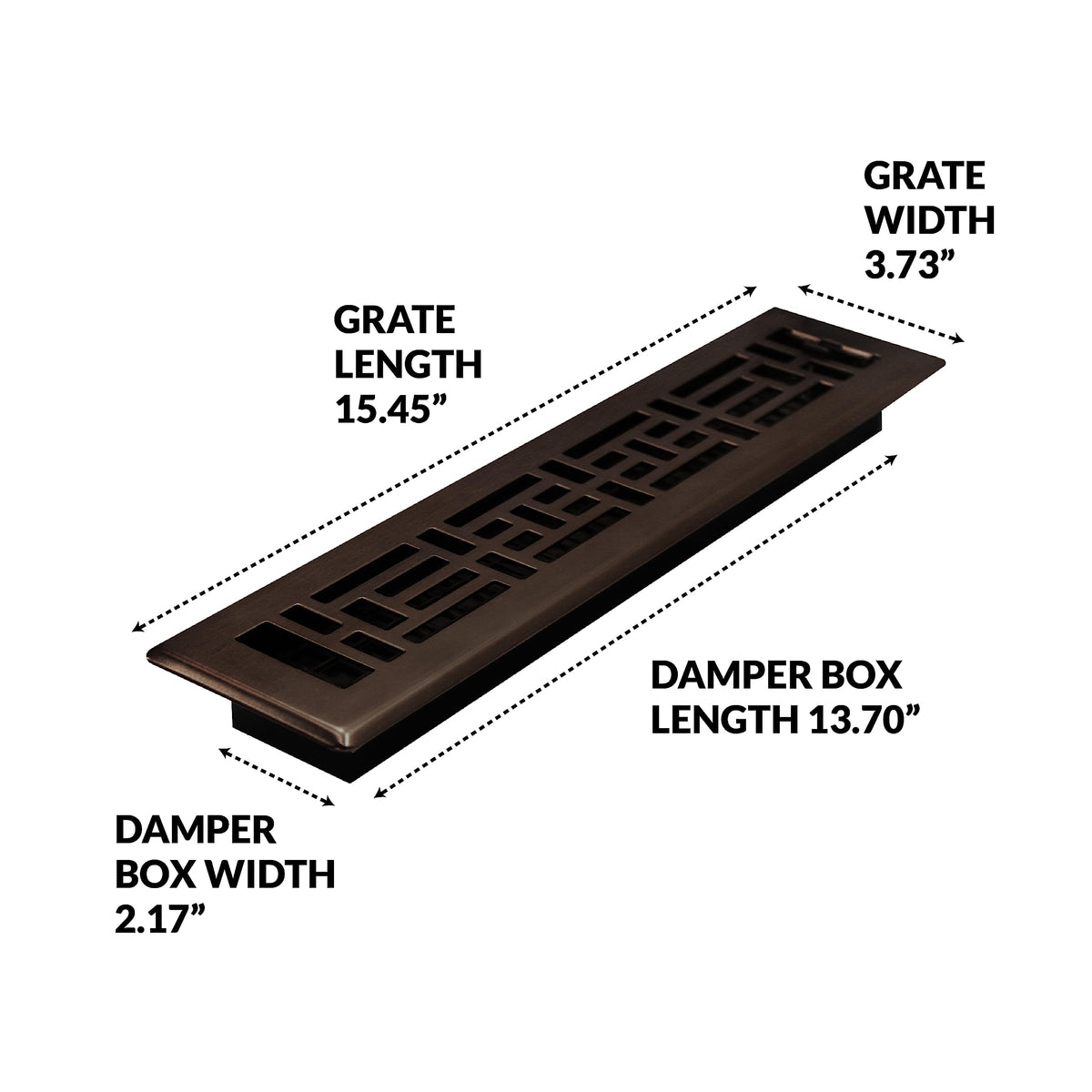 Decor Grates AJH214-RB damper box detail in recycled polystyrene for smooth operation