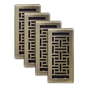 Decor Grates AJH410-A Oriental floor register in antique brass, 4x10 inches, for cohesive airflow