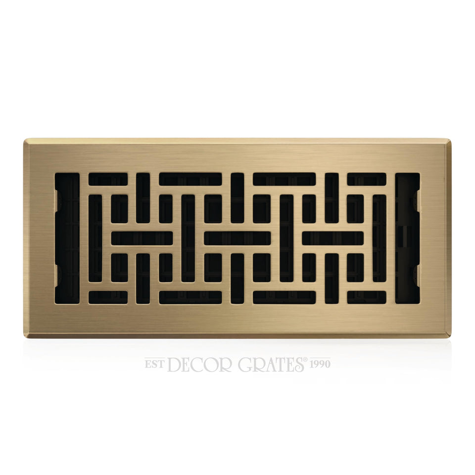 Decor Grates AJH410-A oriental floor register faceplate in antique brass, upgrade airflow aesthetics