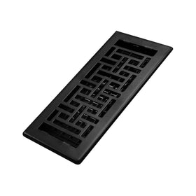 Decor Grates AJH410-BLK oriental floor register front view highlighting elegant design and airflow