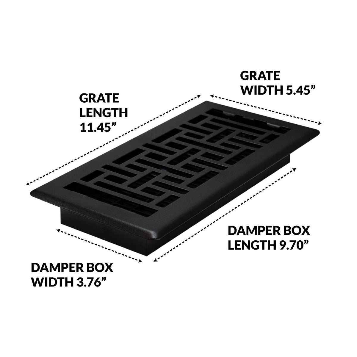 Decor Grates AJH410-BLK side profile reveals classic oriental silhouette