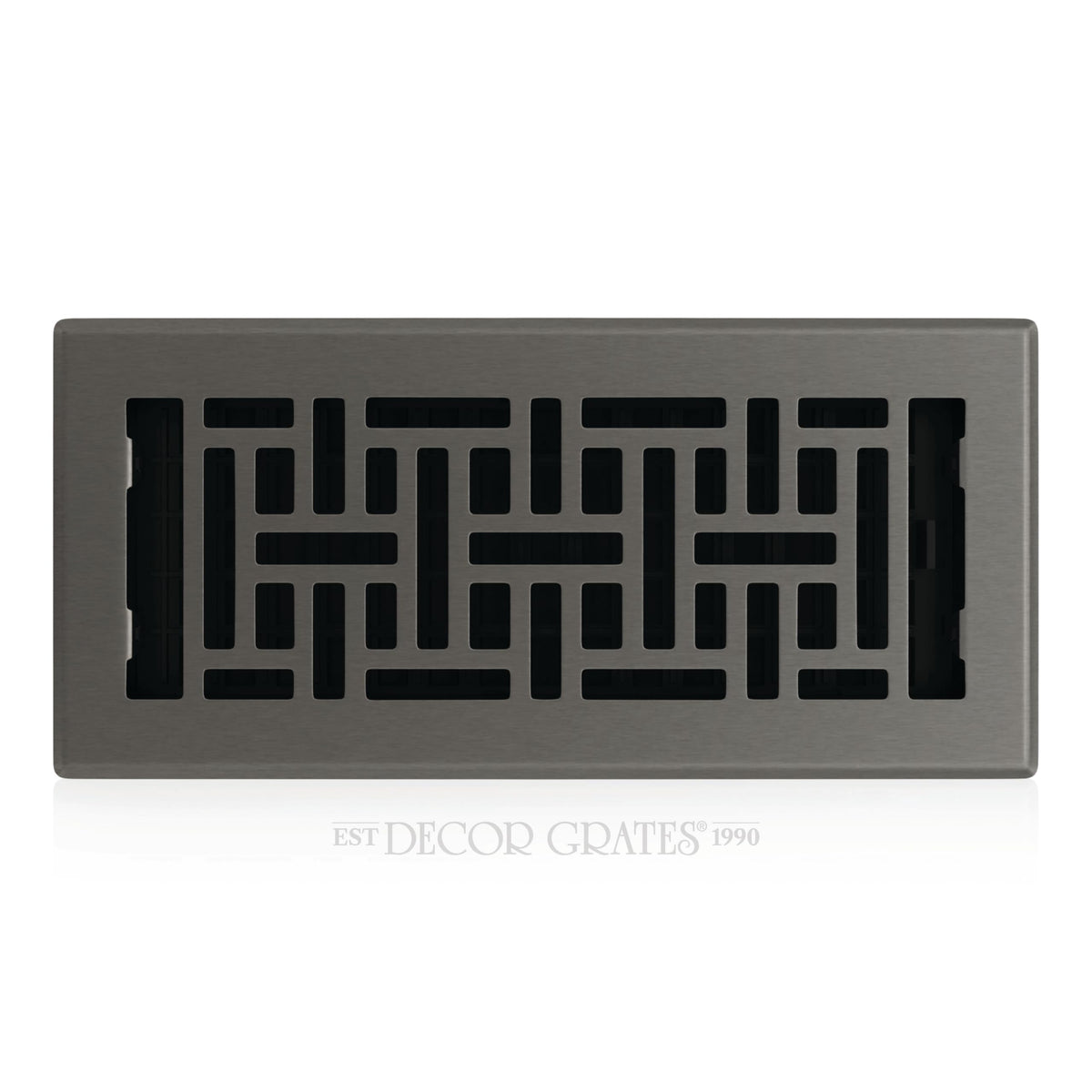 Decor Grates AJH410-GM oriental floor register in gun metal finish with intricate pattern