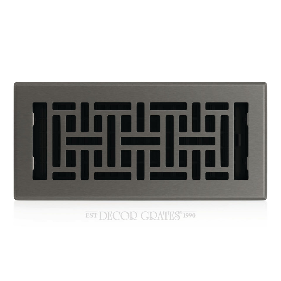 Decor Grates AJH410-GM oriental floor register in gun metal finish with intricate pattern
