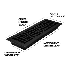 Decor Grates AJH414-BLK damper box detail with recycled material resists wear over time.