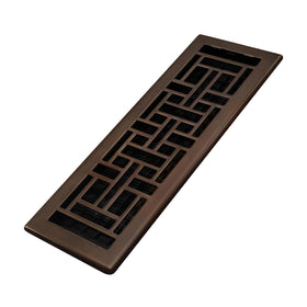Decor Grates AJH414-RB Oriental floor register in brushed bronze finish, easy drop-in installation.
