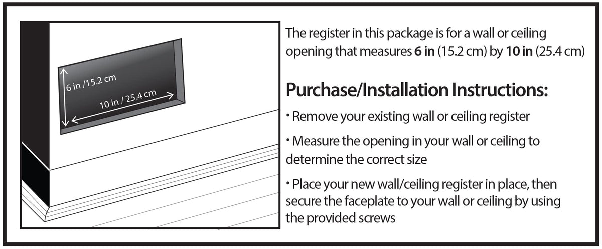 Decor Grates AJL610W-RB pre-drilled mounting holes for secure fitting.