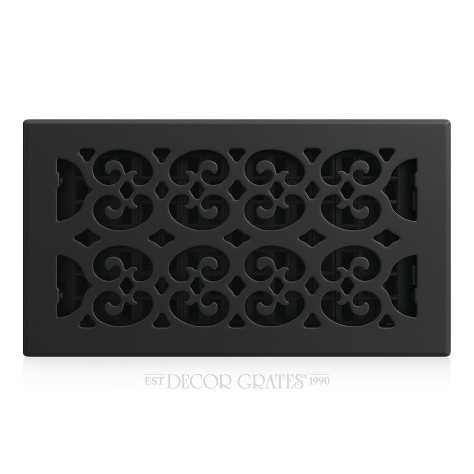 Decor Grates classic vent cover for 6x12 openings with textured black finish.