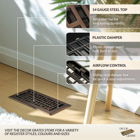 Decor Grates rubbed bronze damper lever for smooth, quiet airflow control