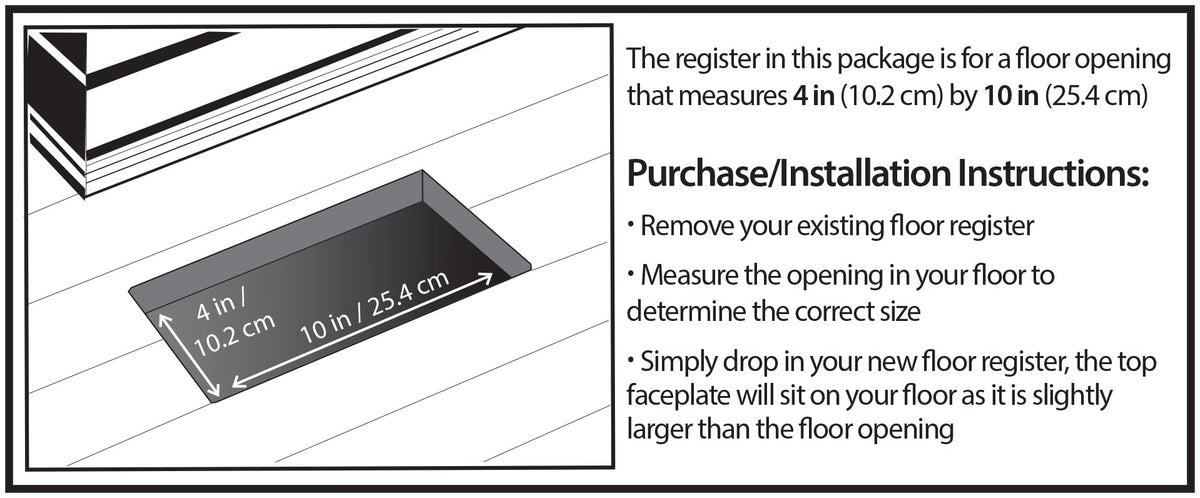 Decor Grates SPH410 easy installation floor register shown in a modern space