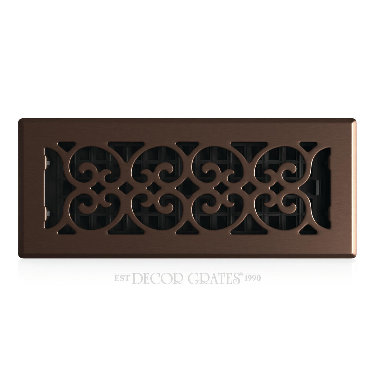 Decor Grates SPH412-RB front view in rubbed bronze finish enhances floor vents