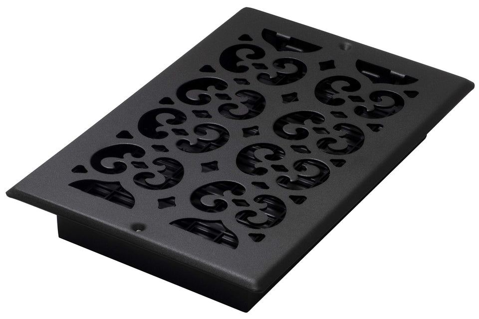 Decor Grates ST610W scroll design register in textured black for stylish airflow