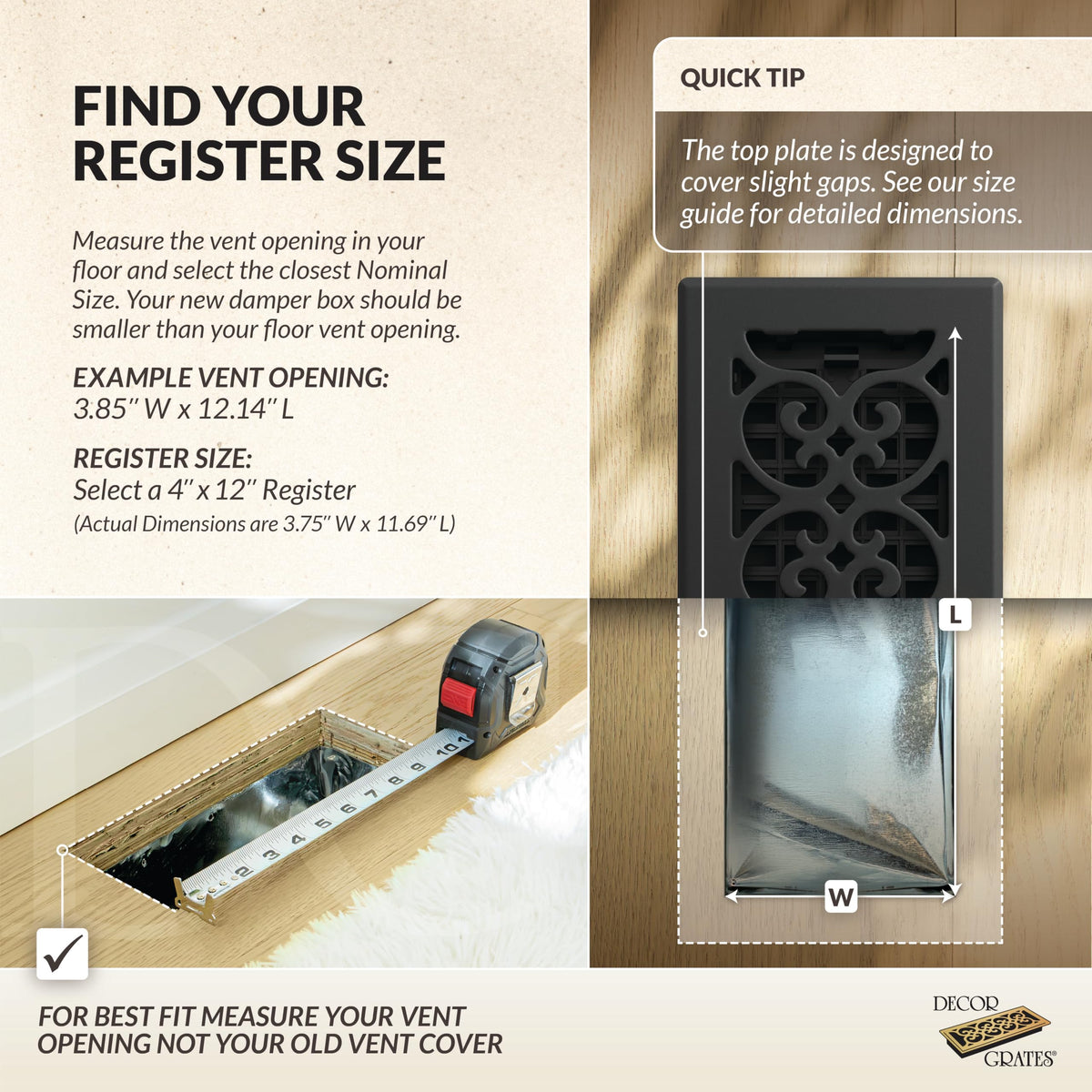 Decor Grates durable damper box resists rust and corrosion.
