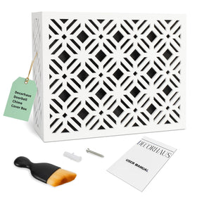Decorhaus doorbell chime cover box in white wood texture enhances interior aesthetics.