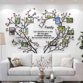 DecorSmart Love Family Tree Frame Kit shown as an elegant acrylic wall collage for living rooms