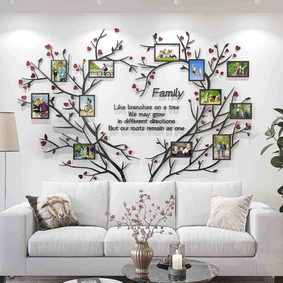 DecorSmart Love Family Tree Frame Kit shown as an elegant acrylic wall collage for living rooms