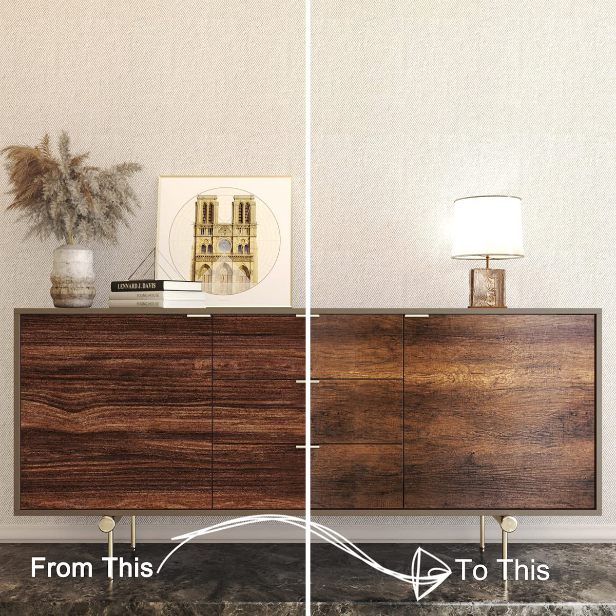 Decotalk dresser renovation offers a fast wood-tone upgrade