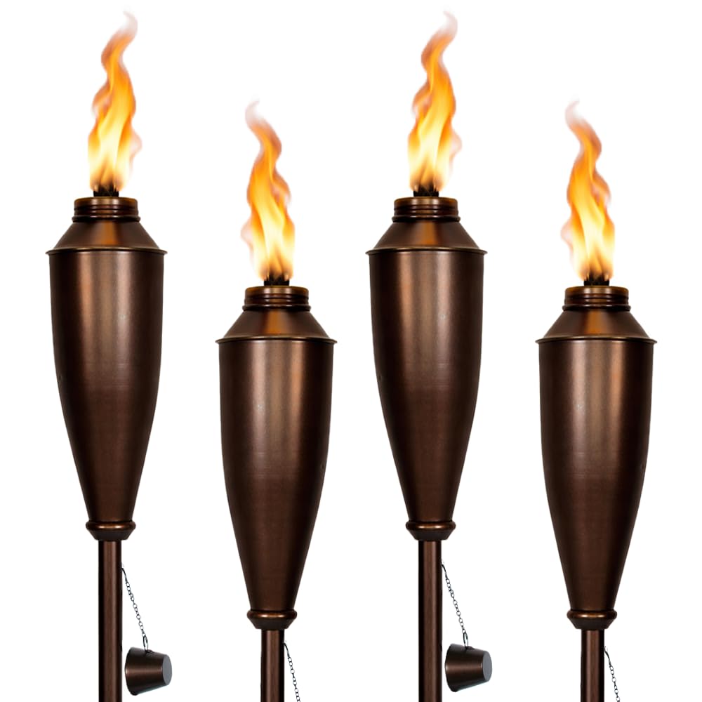 Deco Window garden torch bronze pack of four for warm outdoor ambiance.