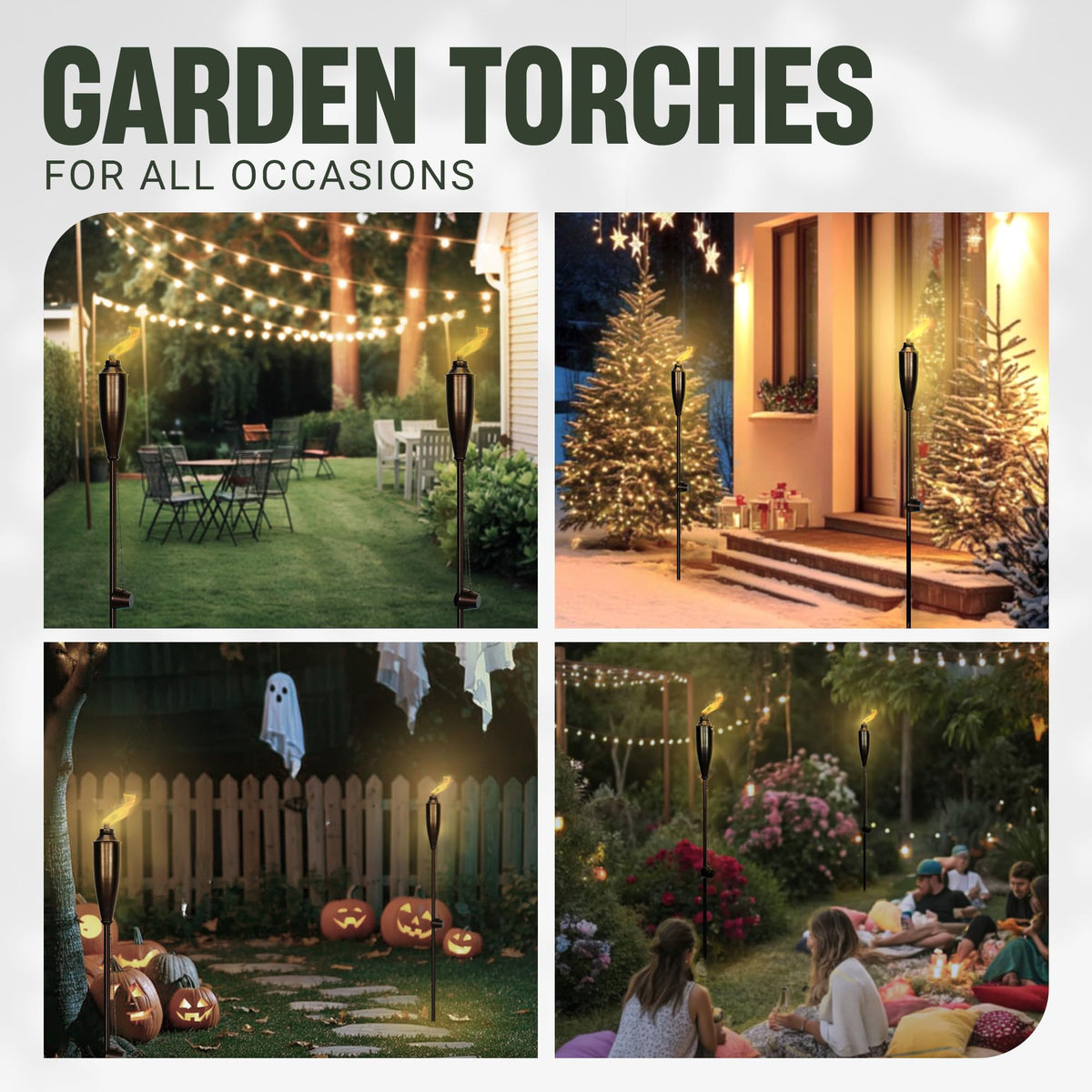 Deco Window bronze garden torch with pole and cap for quick setup.