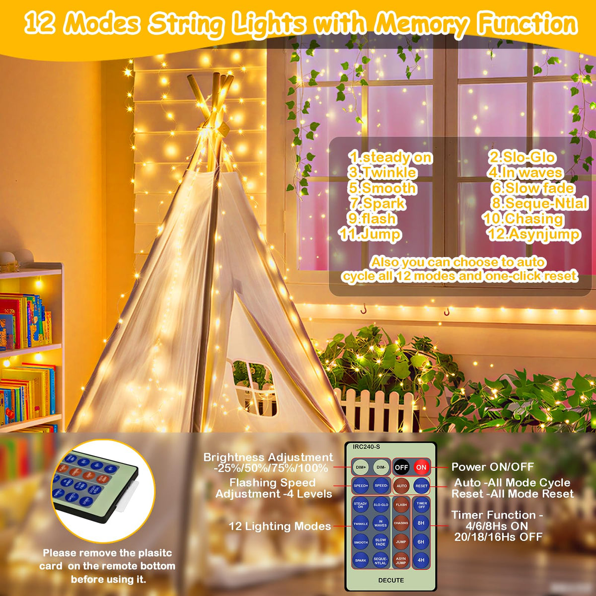 Decute warm white glow with remote control for easy ambiance.