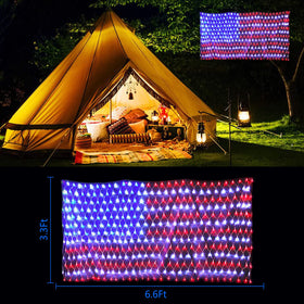 Decute waterproof flag light mesh designed for year-round porch and garden decor.