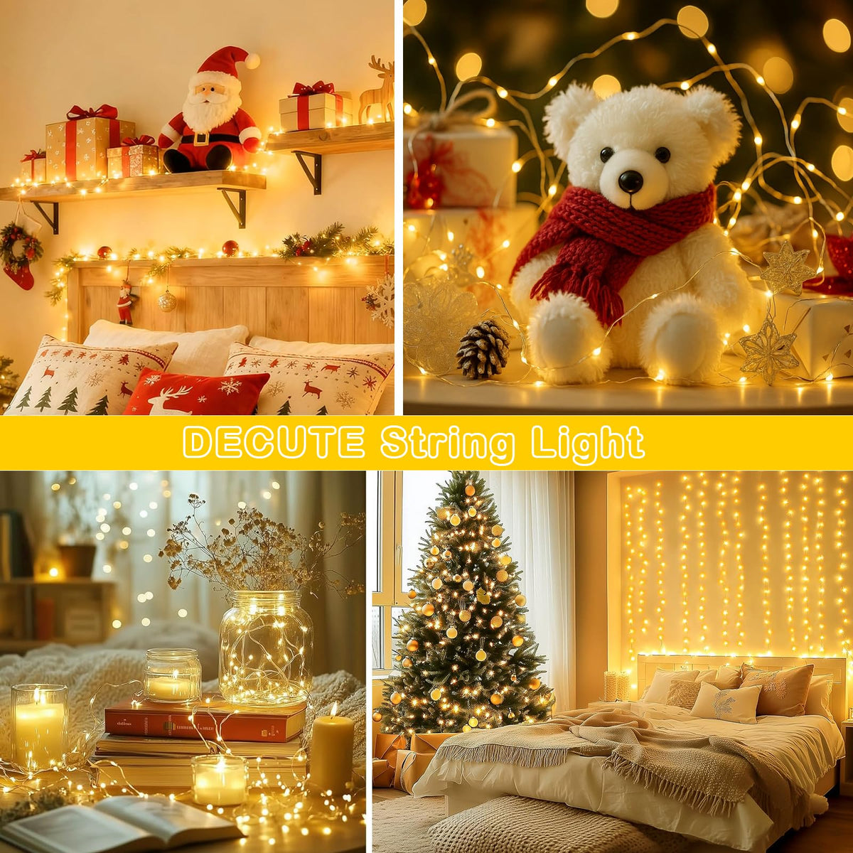 Decute wedding and Christmas ambience with soft warm lighting.