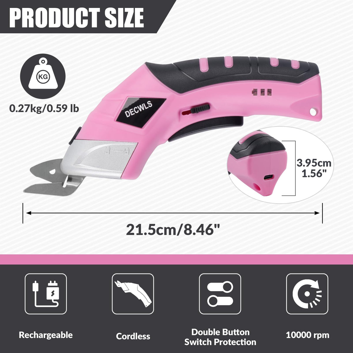 Decwls 4V battery powers quick cuts for fabric and cardboard projects.