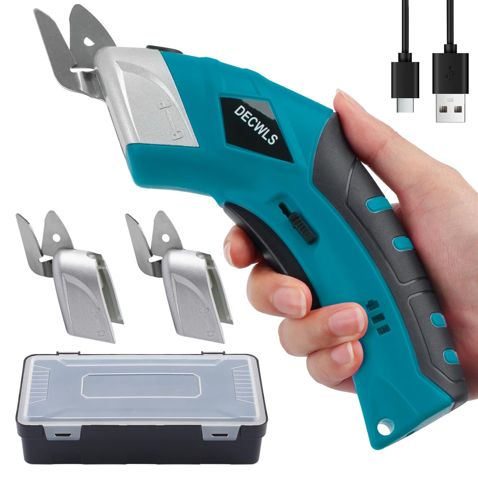 Decwls cordless electric scissors with 3 blades for precise fabric cutting at home